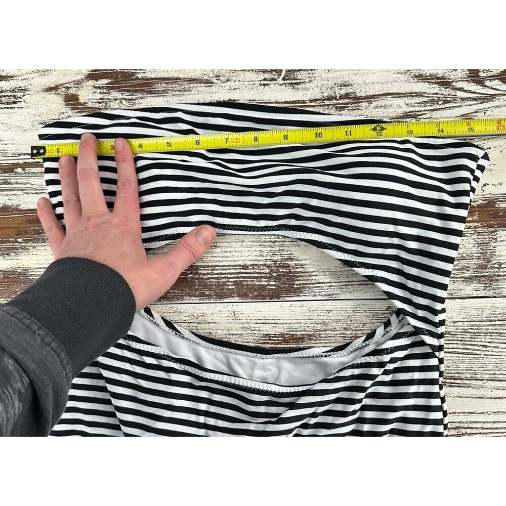 Cup She Swimsuit Womens Large Strapless Black White Striped One-piece Monokini - Picture 6 of 7